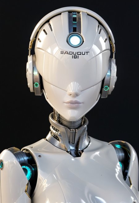 A 35mm photo of a beautiful robotic woman, she has a faceless robotic head, robot, silver hair, smooth metallic featureless feminine body
no face