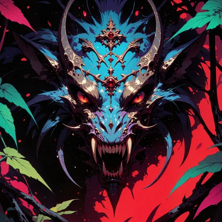 mysterious and primordial scenery on a distant world, famous artwork inspired by johan christian dahl and thomas baxa and lars grant-west and guweiz, detailed glowing eyes, dark background, famous for its silky shiny fur is the inscrutable and confounding predator known as "cautious pondgrumbler", it is a jungle-dwelling abomination, its gozzleduzzled expressive eyes are gleaming with intelligence as it plonders for the perfect moment to pounce while hiding in the parlyfumed shadows of the primordial planet "guggendirly ix", creature focus, very aesthetic, extremely detailed, ultra high resolution, 8k, 4k, harmonising colors, peacock blue and bordeaux red and obsidian black and royal purple and viridian and ivory, ovg, painting, g0thicl1nes, aidmamj6.1, <lora:midjourney_61-v0.5-flux-by_aidma:0.4> <lora:style-gothic_oil_painting-flux-by_freckledvixon:0.84> <lora:style-mythic_fantasy-gothic_lines-flux-by_velvets:0.72>