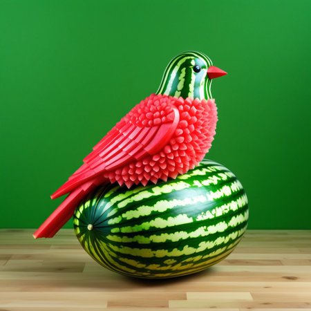 <lora:Watermelon_XL_:1>, bird made of watermelon, high quality, high detailed,