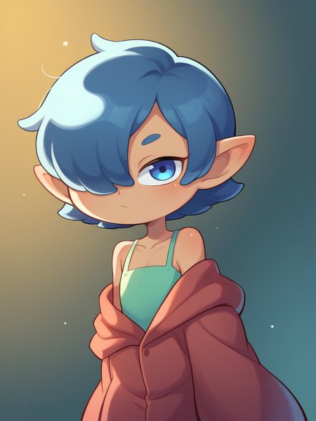 score_9, score_8_up, score_7_up, source_anime, BREAK
1girl, solo,  <lora:Miwako:1> <lora:MettisXL:0.8> Mettis, lalafell, blue hair, hair over one eye, blue eyes, pointed ears, shortstack, flat chest,