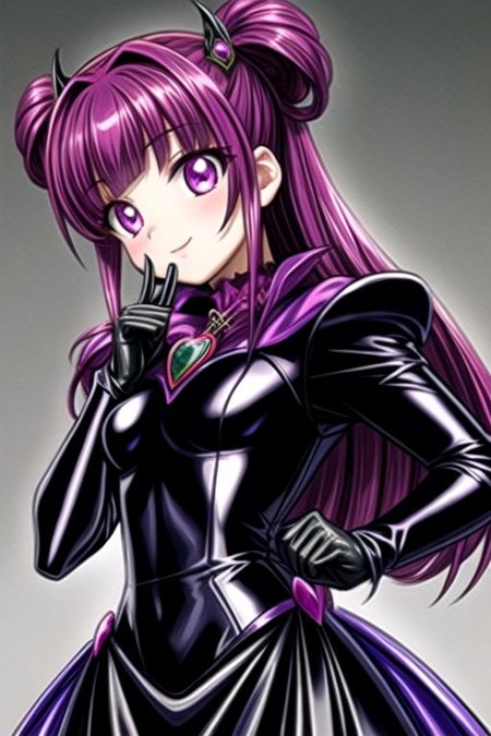 Bad_End_Precure, DarkPrecure, evil corrupted princess wearing dark pastel (ruffled:1) (gleaming latex:1) gown with (long latex vampire cloak:1.1) and latex gauntlets, soft lighting, ruffles,
(vmpr:1.1),
<lora:more_details:1>,