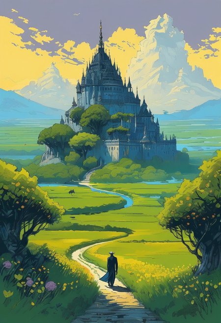 <lora:kallmekris:0.5> kallmekris mixed with <lora:esme_sdxl:0.5> esme , fantasy, fantasy art, A mystical forest filled with ancient trees, glowing flowers, and ethereal creatures like fairies and talking animals. animals, fairies, magical creatures, fantastic beasts,  The atmosphere is both enchanting and eerie, with shadows of lurking dangers. In the center, a gateway to different realms. Bengali landscape, Indian landscape,, i oil painting, palette knife soft brushstrokes, heavy strokes, dripping paint, art station on trend, sharp focus, intricate details, highly detailed ,art by enki bilal, art by philippe druillet, art by moebius, inspired by french comics art ,art by Jakub Rozalski,