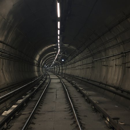 empty metro tunnel with tracks <lora:Metro:1>