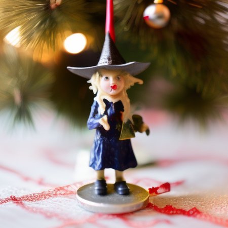 witch on a broom christmas ornament, xmsorn