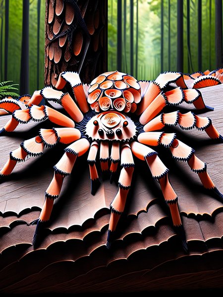a ais-pencilshavings spider, on its web in the forest <lora:Pencil_Shavings_Style_SDXL:1>  <lora:EnvyBetterHiresFixXL01:0:hr=1>