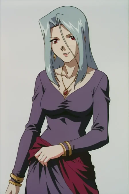 score_9, best, masterpiece, uncensored,
1girl, solo, 1990s (style), retro artstyle, smile,
DWKojiJunFukamizawa, ThunderboltEarrings, pendant,
long purple v-neck dress with long sleeves, magenta waist scarf wrap, double gold bracelets over both sleeves,
<lora:DWKojiJunFukamizawa_V3:0.8>​​​