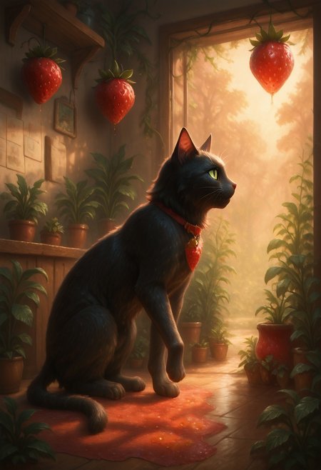 masterpiece, best quality,    
strbrry, cat,   (greyscale:0.5)