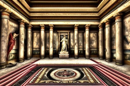 (masterpiece:1.2), (best quality,:1.2), 8k, HDR, ultra detailed, ((photorealistic)), professional light, cinematic lighting, fashion photography, ambient lighting, face lighting, <lora:detail_slider_v4:1>, Fantasy picture, OverallDetail, large ancient room with a marble table, and with a statue on the floor in the middle, RomInt, <lora:RomanInterior-10:1>, epiCPhoto