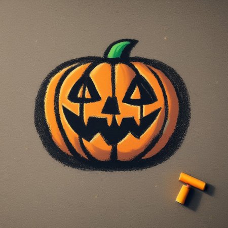 ch4lkdr4wing, chalk, jack-o'lantern
