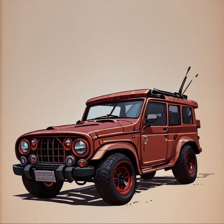 concept art vehicle, car, jeep, rusty red hover car, scifi