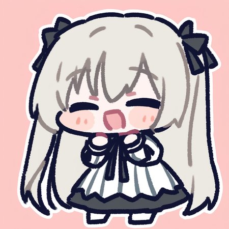 Kasugano Sora,<lora:miratsu_noob:1>,chibi,happy,