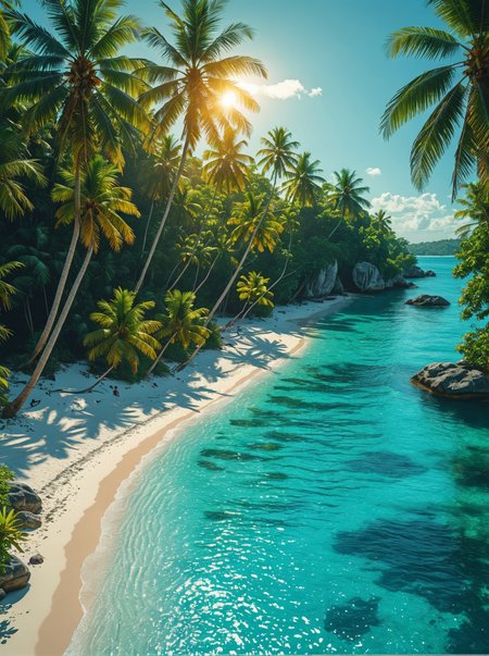 Breathtaking photography. A futuristic mega-city with neon lights. At midday with bright, harsh sunlight. White sandy beaches with clear blue water in foreground.  Thick, tropical jungle foliage  in background. Award-winning, professional, highly detailed.  <lora:MJ52:0.5> <lora:RMSDXL_Darkness_Cinema:1> (HDR (High Dynamic Range), vibrant colors, high contrast, detailed, UltraHD, 8K, cinematic, 80mm, high detail)
