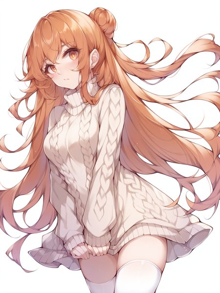 score_9, score_8_up, score_7_up, score_6_up, score_5_up,  <lora:yukinXLP:1> yukin, 1girl, orange hair, long hair, sweater dress, thighhighs,