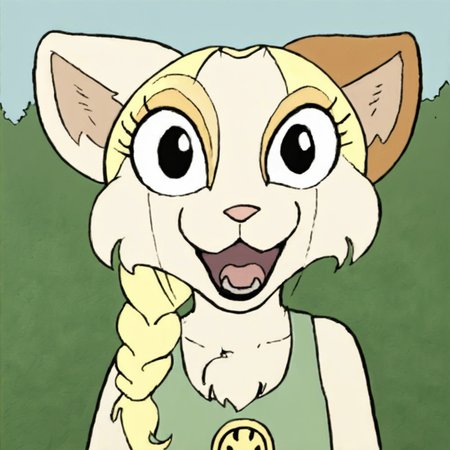 score_9, score_8_up, score_7_up, source_anime BREAK 
Tiffany, 1girl, solo, animal ears, furry female,cat, open mouth looking at viewer,solo,outdoors,detailed backround,natural light,shadow detail,front view
 <lora:Precocious:1>