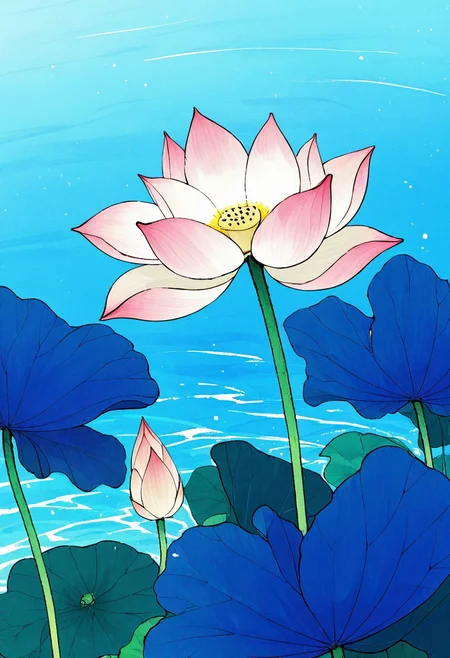 <lora:Ink_wash_painting_style_v1.5:1>,no humans, lotus, summer,
BREAK
best quality, masterpiece, very aesthetic, absurdres, highest detailed, very awa,