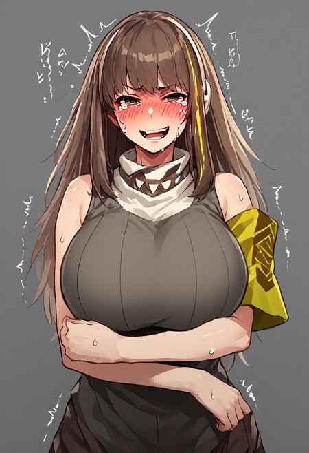 score_9, score_8_up, score_7_up, score_6_up, score_5_up, score_4_up, source_anime, solo, 1girl, absurdres, big thigh, trembling, open mouth, (((((sweating))))), ((((seductive smirk)))), crying, (((blush))), trembling, (((embarrassed face))), (((drunk))), ((blush)), (((huge breasts))), standing,  (((clothes up))), ((view from in front )),short pan, ((hugging blushies)), ((((shirt)))), (((clothes up))), negative_hand, m4a1, def,