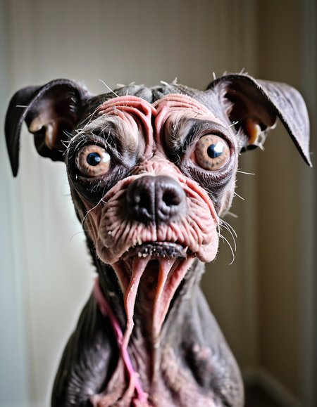 uglylora, 1dog, solo, portrait, ugly, nasty