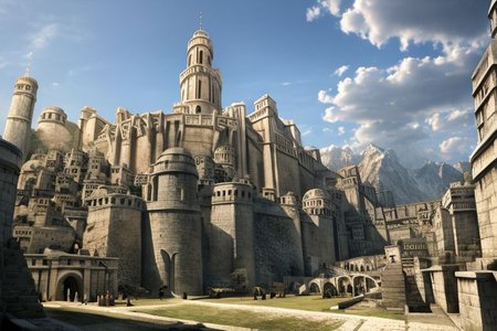 (masterpiece:1.2), (best quality,:1.2), 8k, HDR, ultra detailed, ((photorealistic)), professional light, cinematic lighting, fashion photography, ambient lighting, atmospheric effects, Numenor, a medieval fantasy harbour, some big ships, big statues, towers, walls, <lora:Numenor-10:1>, in the style of Middle Earth, Tolkien, Minas Tirith, epiCPhoto