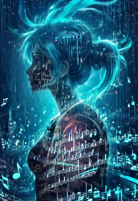 double exposure of opera diva Hatsune Miku with long floating twintails singing high note merging with a printed circuit board of Yamaha electronics circuitry chip processor motherboard, full of details, positive emotional, masterpiece, fairytale, <lora:DoubleExposure:1>, <lora:Hatsune_Miku_for_SDXL_V1.0:0.7> (head, Hatsune Miku singing high note, floating hair, twintails, blue hair, blue eyes, very long hair:2), (portrait, close up:1.6), <lora:The Phantom of the Opera style:1.5> The Phantom of the Opera style, <lora:loraeyesxl:0.4>