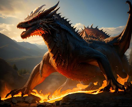 EdobDragon, hell lava dragon, (realistic:1.5), <lora:EdobDragon_v1.0:1>