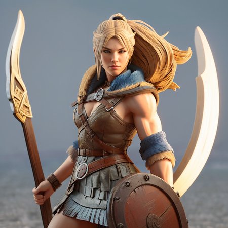 figrne, a viking shield maiden, dynamic pose, action shot, depth of field, flawless, RAW, focus on shoulder, (((plain background))), high detail, insane detail, depth of field, flawless, RAW, <lora:figrne_v2std:1>
