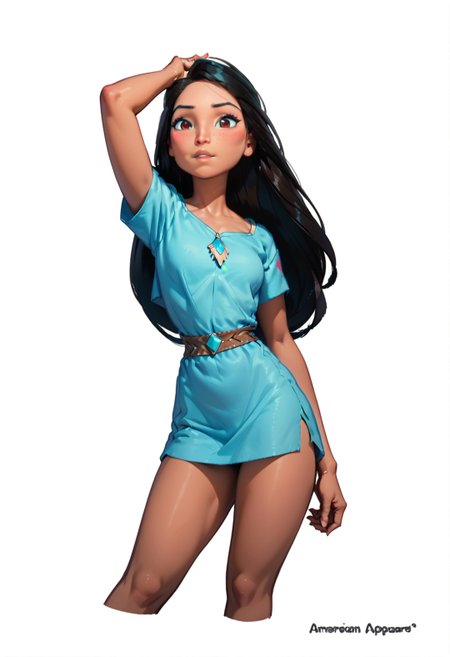<lora:Ads_Only_Version:1> 5l33z3vert <lora:princess_rc_pony_v2:1> Pocahontas simple background,, ((score_9), score_8_up, score_7_up),score_6_up,score_4_up,score_5_up