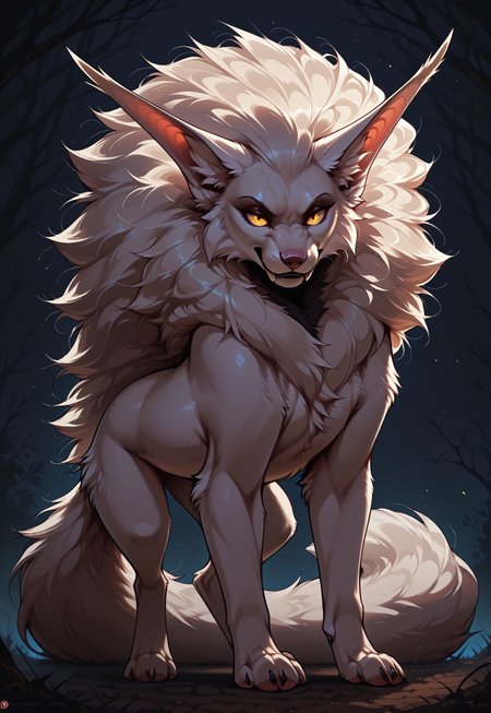 Solo, reallynxgirl_style, Targath, female, feral. siting, full body,  female focus, extra fluffy, masterpiece, good quality, best quality, original style, high details, dark background, detailed background