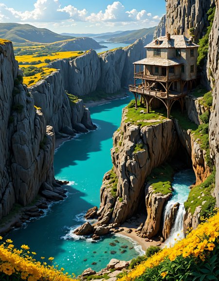 surreal landscape,creator landscape,stale of Thomas Cole (Hudson River School), Limestone cliffs overlooking turquoise bay, spider webs on gorse, water-driven forge building,slow worm in compost.
 <lora:LCMTurboMix_DPM_SDE_Karras:0.7>,
<lora:Flux-style-xl-lora:0.7> flux-style,
<lora:extremely_detailed:0.7> extremely detailed,
<lora:WildcardX-XL-Detail-Enhancer:0.3>,
<lora:add-detail-xl:0.7>,
BeyondSDXLv3,
(8k,highly detail, cool colors, grand illumination, dynamic cinematic perfect background, stunning detail,absurd detail, high quality, masterpiece,aesthetic, illustration, perfect composition, intricate details, absurdres),