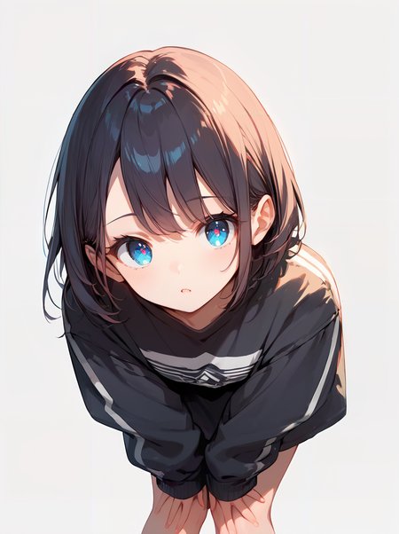 score_9, score_8_up, score_7_up,source_anime, high res image,masterpiece,best quality,(girl:1.0),cute face,clear skin,shiny hair,ultra detailed eyes,simple background, <lora:bent over_pony_V1.0:1> bent over