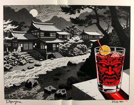 (epic:1.2), trending on artstation, (high quality:1.2), (masterpiece:1.2), high details, incredibly absurdres, colorful), (peaceful:1.31), (Anti-Art:1.29), (linocut:1.27), (Tony Moore Style:1.25), (Dadaism:1.21), (Neoclassicism:1.31),(charcoal sketch:1.19), (Mori Toshiaki:1.27), (d_long:1.27) ,, (creature:(Namahage:1.25)),   , , (object:(filled,cocktail glass:1.31) (complex numbers:1.31)) (location:(onsen:1.24) (mesa:1.17) (dappled sunlight:1.33))