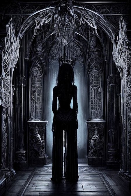 a ghostly woman in a dark gothic bedroom, late night,
all humman anatomy is completly correct, (((gothic bedroom))),
very low light,nighttime, low wattage blue neon lights  high on effects,apparition,ghost,spirit,dead,angry,aggressivplane,making it a captivating,if not spine-chilling,sight to behold.,paranormal,dark eroticism, gorgeous, yearning for what was lost with life, full view,epoxy_skull,
intricate,etherthral,paranormal,eternal,erotic horror,by sithandwesson,MJgothic,gothichorrorai,GothInt,gothicpunkai,OverallDetail,gothichorrorai,
highly detailed texture, best quality, colourful, ultra realistic image, (ultra HD quality details), fantasy, huge depth to image, detailed background,(high_budget_Hollywood_action_film_shot:0.6), moody:crisp, epic, gorgeous, movie-poster, epic lighting, deep shadows, epic skin detail,