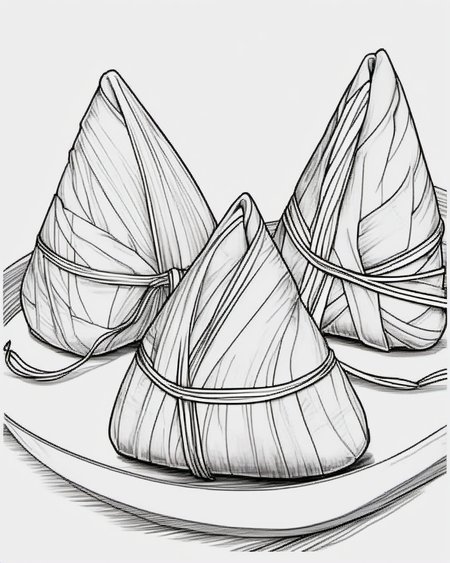 zongzi,,sketch,coloring page,Line drawing,<lora:cnfood-XL:1>