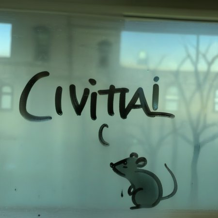 finart drawing rat and window with the word CIVITAI written on it glass drawing<lora:finart:1>