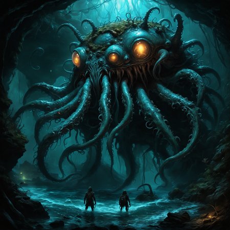 vorgon famous artwork inspired by (asher brown durand:1.4) and (noah bradley:1.2) and (chuck lukacs:1.1) and (terese nielsen:1.1), detailed expressive eyes, fantasy style, deep within a subterranean uddershlurp on planet "blunderbunny x", the "stormy chumblefrotz" with its many tentacles and iconic long sassled shnorbsabbler lurks, illuminated by bioluminescent fungi while eerie underflipted waters shimmer in the zoddering skruffleplink
 <lora:add-detail-xl:1> <lora:OverallDetailXL:1> OverallDetailXL 
extremely detailed <lora:detailed_notrigger:1>