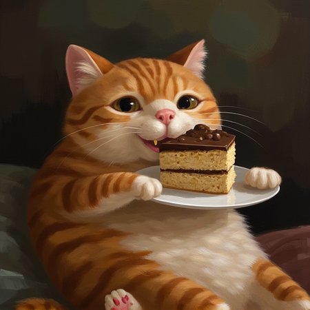 Cat eating cake