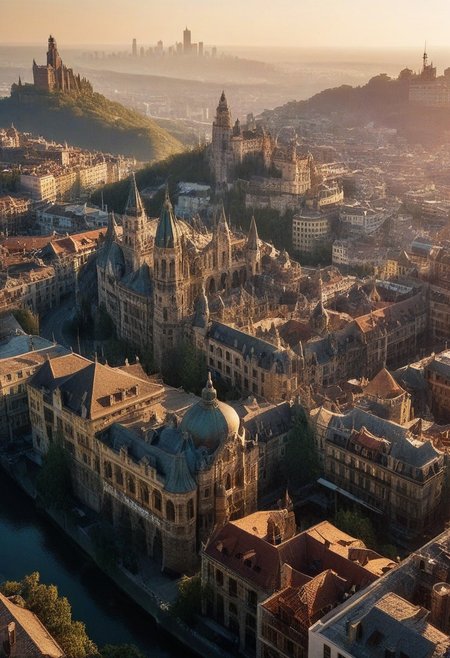 beautifull city, the mystical light, professional photography, natural lighting, volumetric lighting maximalist. intricately detailed, complex, elegant, expansive, fantastical, film photography style, light grain