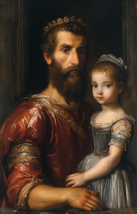 masterpiece,best quality,<lora:tbh195-sdxl:0.9>,illustration,style of Titian, portrait of family