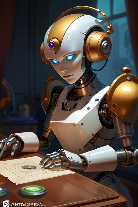 1950's robot typists, vintage 80s print, trending on artstation<lora:helios666:0.8><lora:add-detail-xl:0.7>