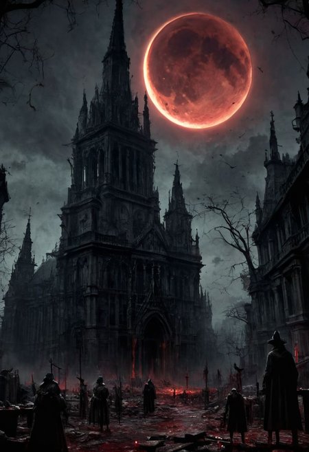 score_9, score_8_up, score_7_up, BREAK
grimdark setting, under the eclipse, a beautiful cathedral overlooking a battlefield, carnage, gore, piles of bloody corpses, weapons scattered, weapons sticking out, muddy blood pools, absolute devastation, balance of serene and savage, cityscape masterpiece, realistic, best quality, horror, ral-chrosc-bw, Bloodborne, Style-Volumetric, CS-RBW