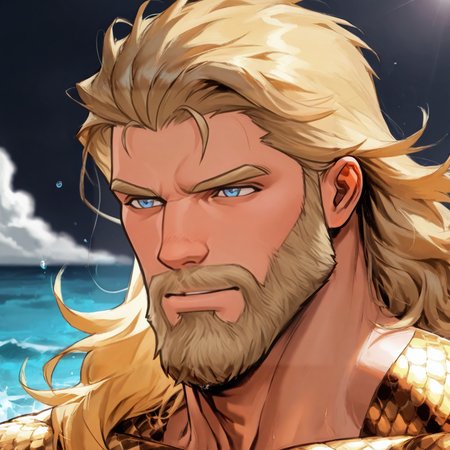 <lora:Arthur_Curry_Aquaman__DC_Comics:.7> Aquaman, Arthur Curry, Blonde hair, long hair, blue eyes,
(very short hair, beard, bara, mature, facial hair, stubble, beard, full beard, sideburn, beard, a lot of beard, ), facial hair,male focus, muscular male, muscular male, bara, mature,  bara, mature, aixiwuganda_(20222192), very awa, masterpiece, best quality, absurdres, newest, perfect quality, detailed background, intricate details,
<lora:slider_Body Type_alpha1.0_rank4_noxattn_last:3><lora:style_Anime Summer Days 2 Style SDXL_LoRA_Pony Diffusion V6 XL:.6><lora:slider_cfg_scale_boost:.7><lora:face_Artist6p-10:.55>, Artist6p, Artist04p,<lora:slider_il_brightness_slider_d1:-1><lora:slider_il_contrast_slider_d1:-1><lora:slider_DarkSlider1.2_alpha1.0_rank16_full_300steps:-.6>