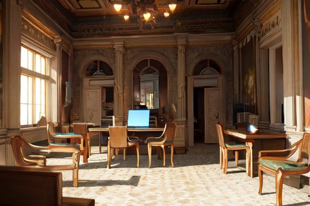 highly insanely detailed, masterpiece, top quality, best quality, highres, 4k, 8k, RAW photo, (very aesthetic, beautiful and aesthetic),  
Ancient Roman Interior Design,RomInt, 
<lora:RomanInterior-10:0.6>, 
(1girl:1.3), 
1other, 
(dark_skin,tan_skin,tanned skin,dark skin,dark-skinned,black-skinned,bronze skin,bronzed skin,cinematic Bronze tan tanning skin tone:1.1), 
long hair,messy bun hair,pixie cut hair, 
, 
Internet Cafe,cybercafe,necafe,scenery,indoors,computer,door,chair,monitor,still life,mouse (computer),desk, 
,âââ