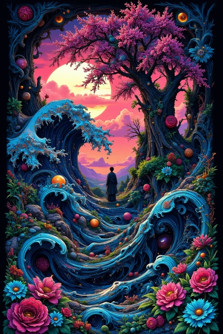 waves beautiful  landscape, early morning, woman, very intricate, very detailed, sharp, bright, colorful, <lora:Hand v2:0.5> <lora:Anti-Blur:1><lora:Insane Detail Slider:0.25>  <lora:flux.1_lora_flyway_Epic-detail_v2:0.3> <lora:fluxenhancer:0.25> <lora:Neurocore Anime Cyberpunk v2.0:1> A digital artwork in the style of cknc <lora:abyss-neon:0.6> bo-neon
