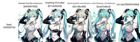 1girl, solo, hatsune miku, very long hair, aqua hair, aqua eyes, twintails, grey sleeveless shirt, blue necktie, black detached sleeves, black pleated skirt, large breasts, alternate breast size, cleavage, cleavage cutout, emotionless, cowboy shot,   <lora:Fishine-artist:1>