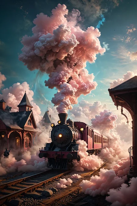"A whimsical train station where steam-powered locomotives puff clouds of cotton candy smoke, and passengers embark on journeys to fantastical realms beyond imagination." 
masterpiece, absurdres, highres, insane quality
 <lora:MJ52:0.3>    <lora:zavy-mthcl-sdxl:0.5> <lora:WildcardX-XL-Detail-Enhancer:0.8>  <lora:dvr-lnds-sdxl:0.3> dvr-lnds-sdxl  <lora:xl_more_art-full_v1:0.2>