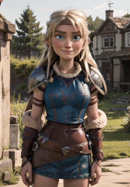 <lora:astrid_hofferson:0.8>, astrid_hofferson, smirk, (masterpiece, best quality, absurdres, detailed, ultra-detailed:1.3)