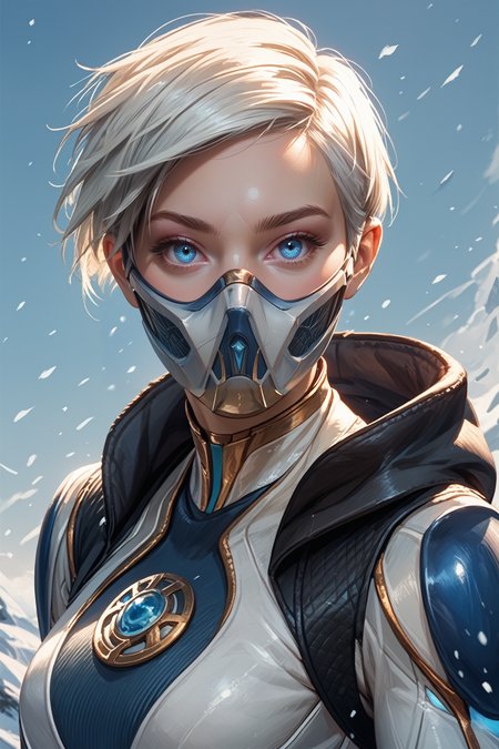 score_9, score_8_up, score_7_up, score_6_up
<lora:MKFrost:0.8>
MKFrost, 1girl, white hair, blue eyes, short hair, mask, looking at viewer, portrait