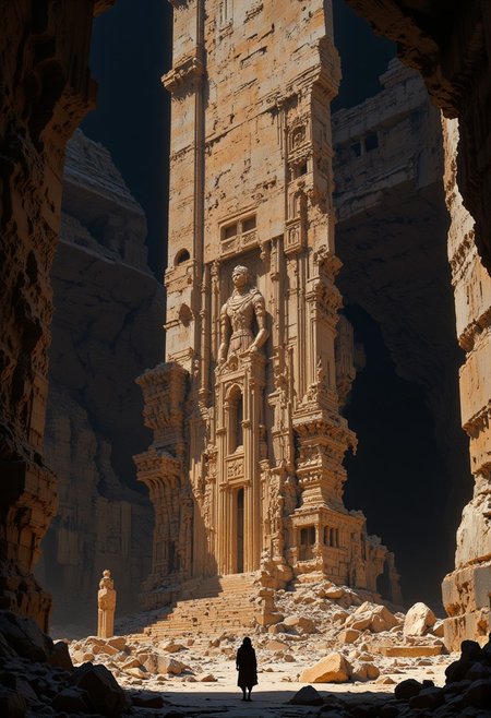 "Wind and weather had worked at the old ruins so that only traces remained of the temples."