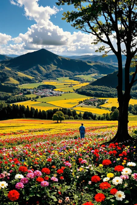 field of flowers, beautiful Palauan landscape,  woman, multilayer paint splash style, <lora:Hand v2:1> <lora:Anti-Blur:1> <lora:Insane Detail Slider:0.5>   <lora:Flux.1_Turbo_Detailer:0.6>   <lora:flux-photo-transparent_Alpha_1.0:0.8> <lora:flux.1_lora_flyway_Epic-detail_v2:1>   <lora:Painterly01b_CE_FLUX_AIT:0.8> pntrlyCE_style