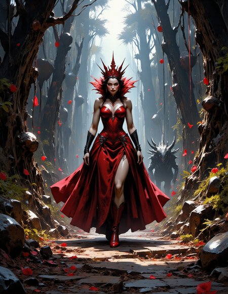 <lora:artisketchyfs-v02:1>, <lora:FluxMythP0rtr4itStyle:1> mythp0rt ,<lora:niji_flux:1> niji_flux, <lora:underland-red-queen:1> UnderlandRedQueenDaal, <lora:dark_fantasy_flux:1>