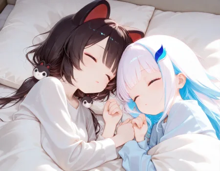 2girls, sleeping together, inui toko, lize helesta, 
very awa, masterpiece, best quality, amazing quality, absurd res, hi res, highres, <lora:NoobV065sHyperDmd:0.3> <lora:naitian_epoch_12:0.8>